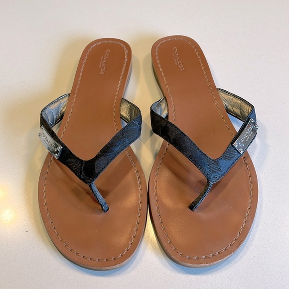 Coach Signature Sommer Black Sandals Size 9B - Picture 1 of 9